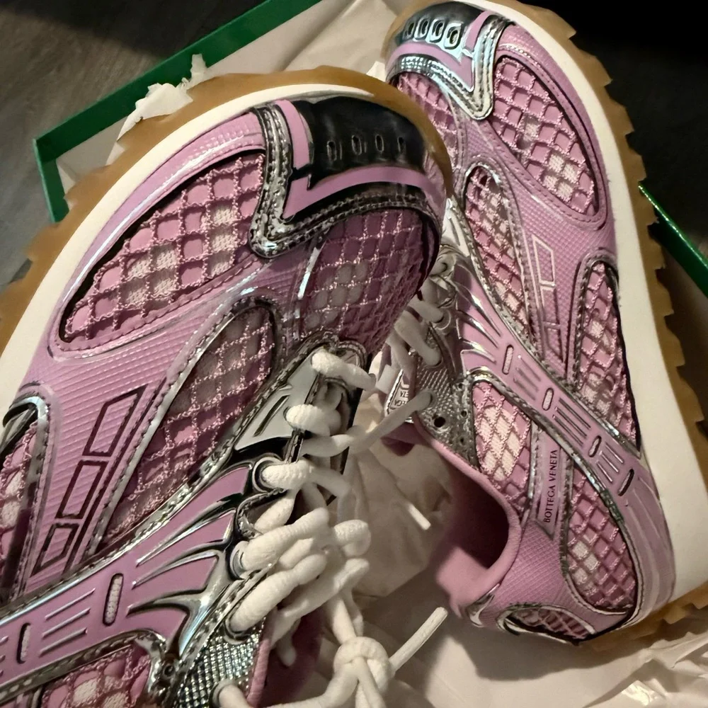 Bottega Veneta Pink and White Orbit Sneakers - Picture 11 of 15